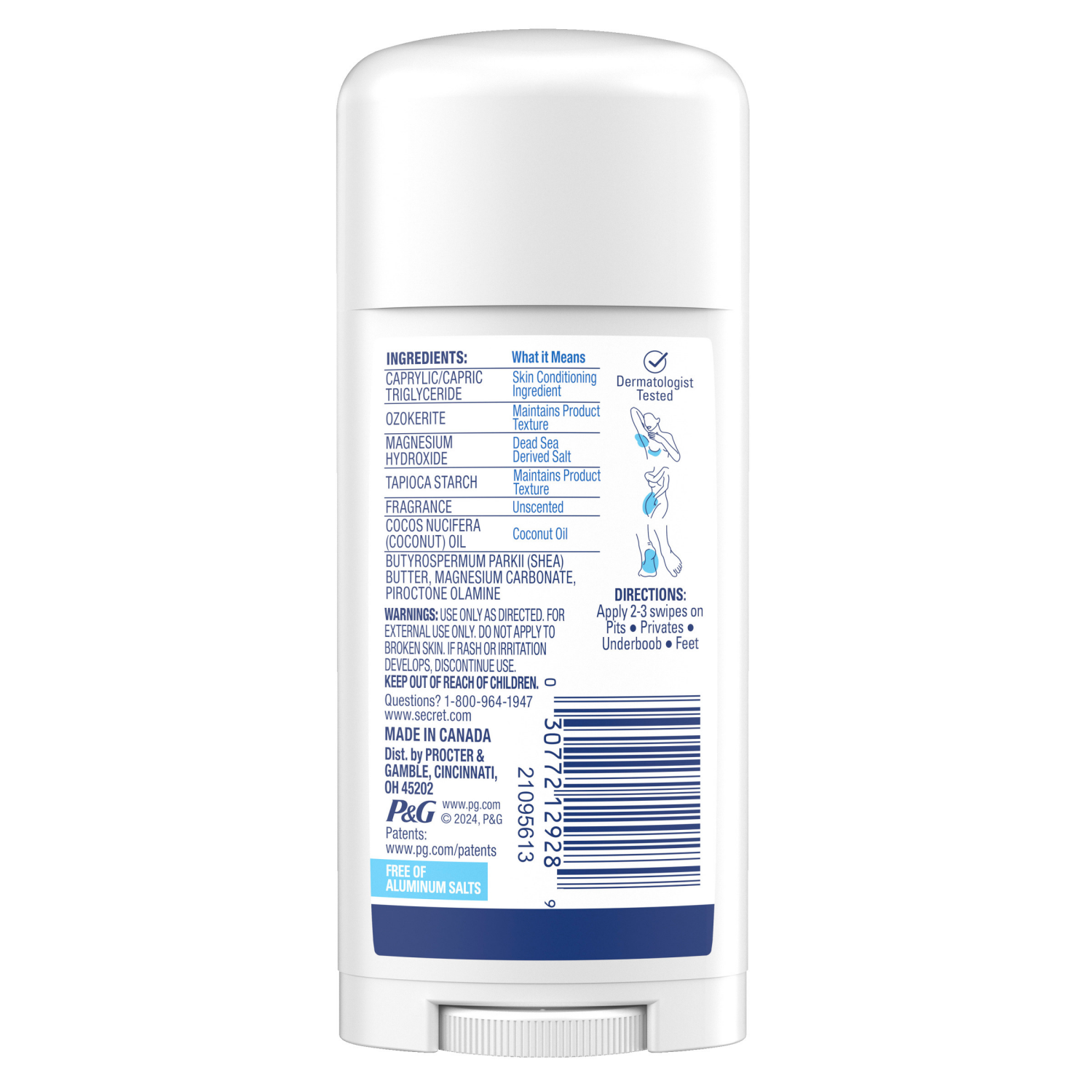 slide 3 of 8, Secret Aluminum Free Dry Solid Sensitive Whole Body Unscented Deodorant 2.4 oz, 2.4 oz