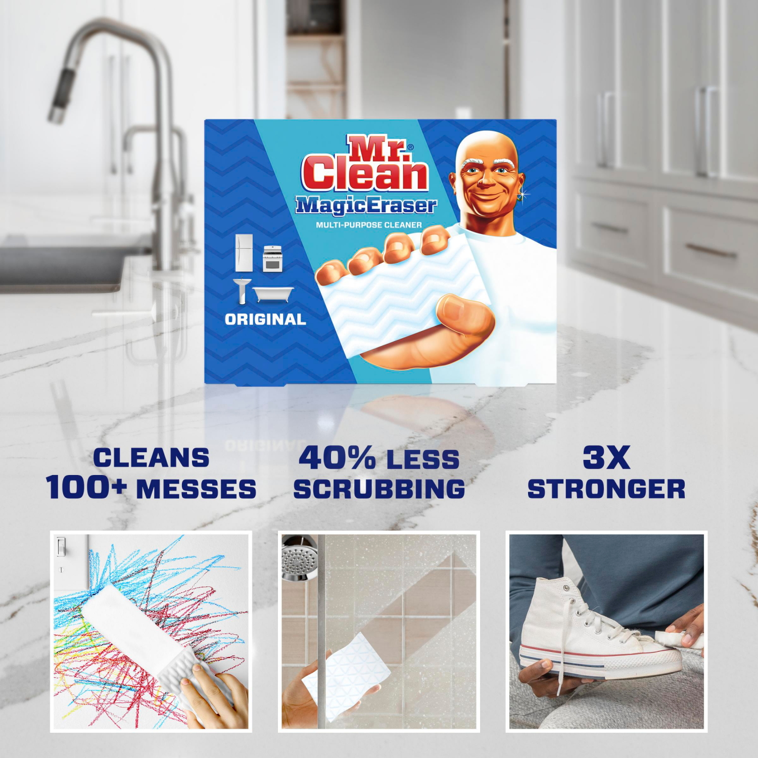 slide 3 of 4, Mr Clean Mr. Clean Magic Eraser Original Cleaning Pads with Durafoam, 10 ct