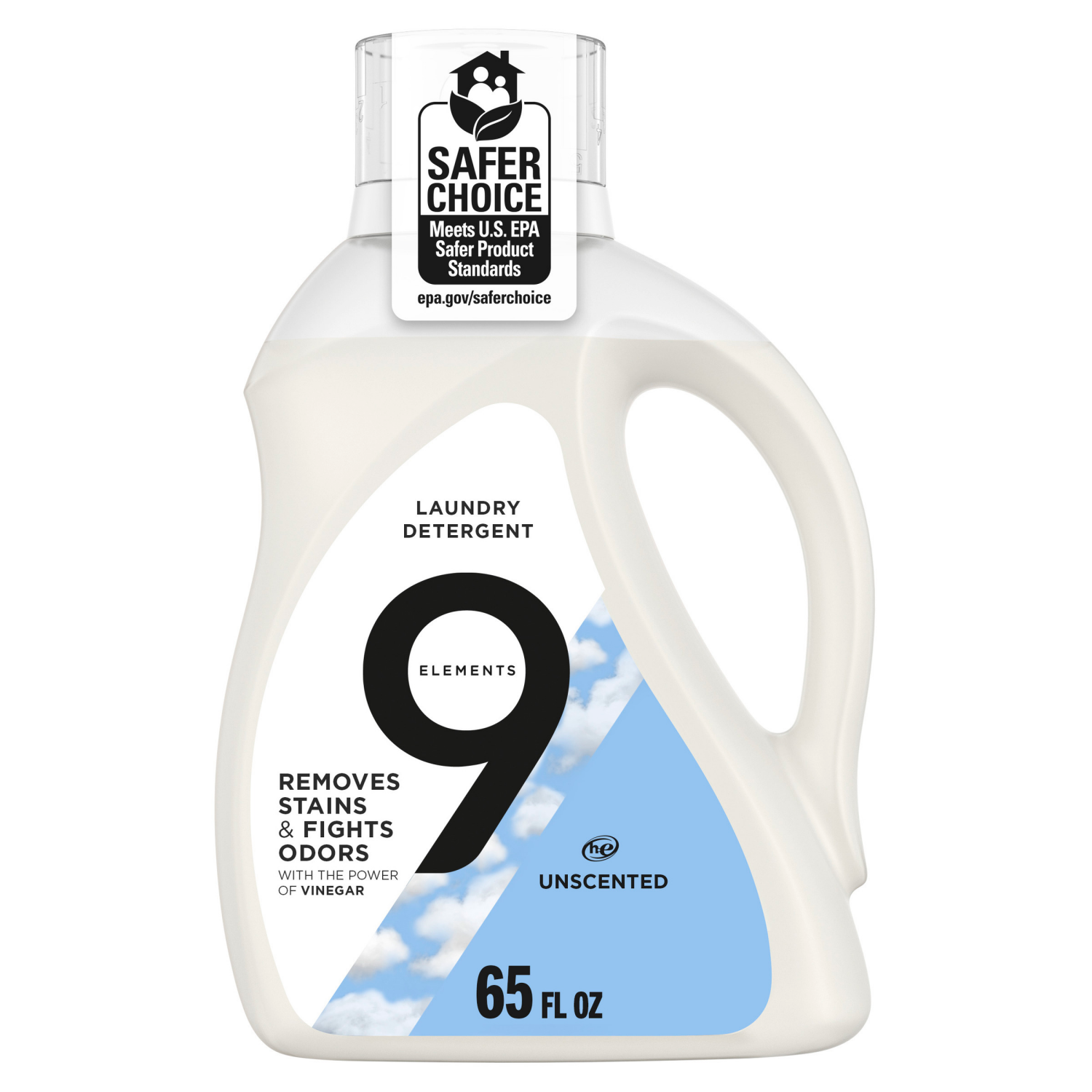 slide 1 of 5, 9 Elements Liquid Laundry Detergent, Unscented, Vinegar Powered, 65 fl oz, 1 count, 65 fl oz