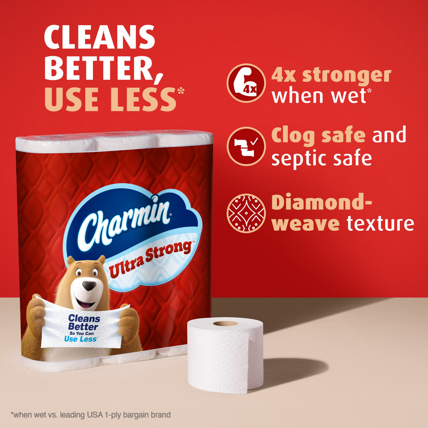 slide 6 of 8, Charmin Ultra Strong Toilet Paper 16 Mega XL Rolls, 330 Sheets Per Roll, 4 ct