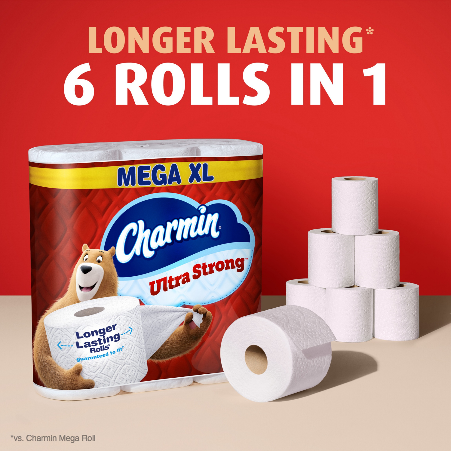 slide 8 of 8, Charmin Ultra Strong Toilet Paper 16 Mega XL Rolls, 330 Sheets Per Roll, 4 ct