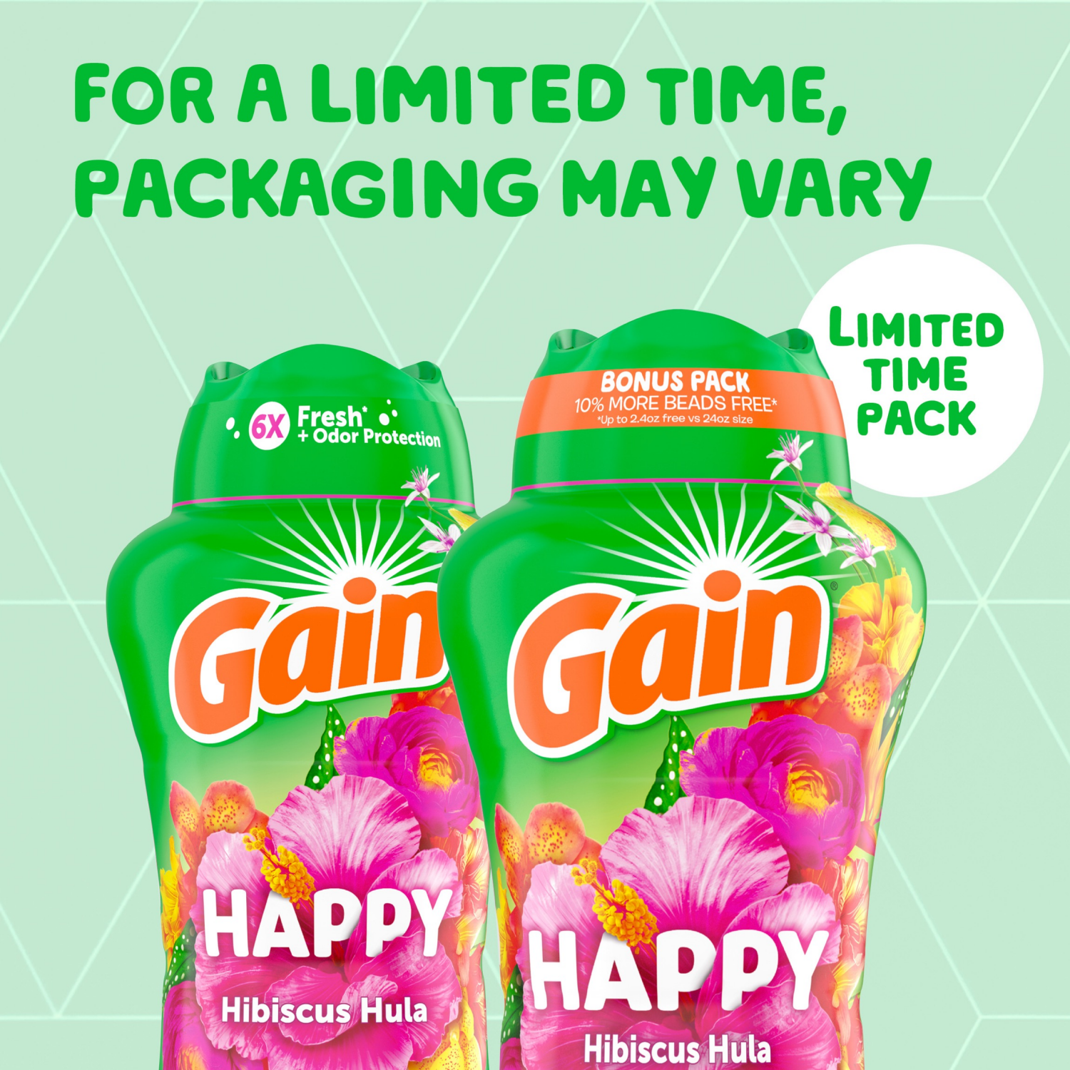slide 4 of 5, Gain® 6x Fresh + Odor Protection Happy Hibiscus Hula Scent Booster, 24 oz