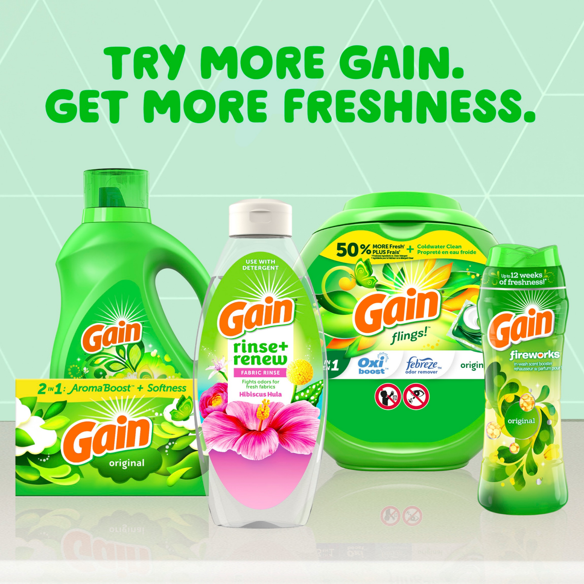 slide 3 of 5, Gain Rinse and Renew Fabric Rinse, Hibiscus Hula, 48 fl oz, Odor Fighter, 48 fl oz
