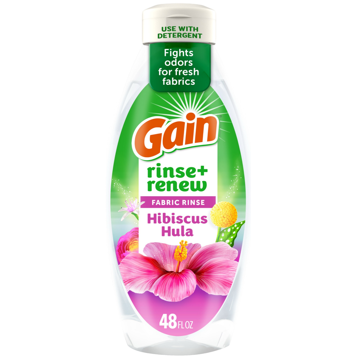 slide 1 of 5, Gain Rinse and Renew Fabric Rinse, Hibiscus Hula, 48 fl oz, Odor Fighter, 48 fl oz