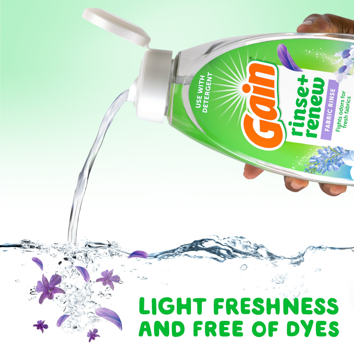 slide 5 of 5, Gain Rinse and Renew Fabric Rinse, Dewdrop Dream, 48 fl oz, Odor Fighter, 48 fl oz