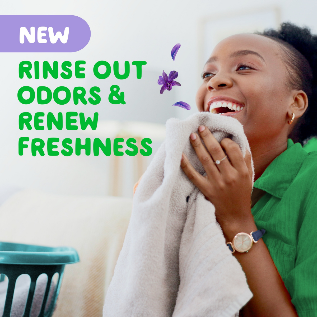 slide 2 of 5, Gain Rinse and Renew Fabric Rinse, Dewdrop Dream, 48 fl oz, Odor Fighter, 48 fl oz