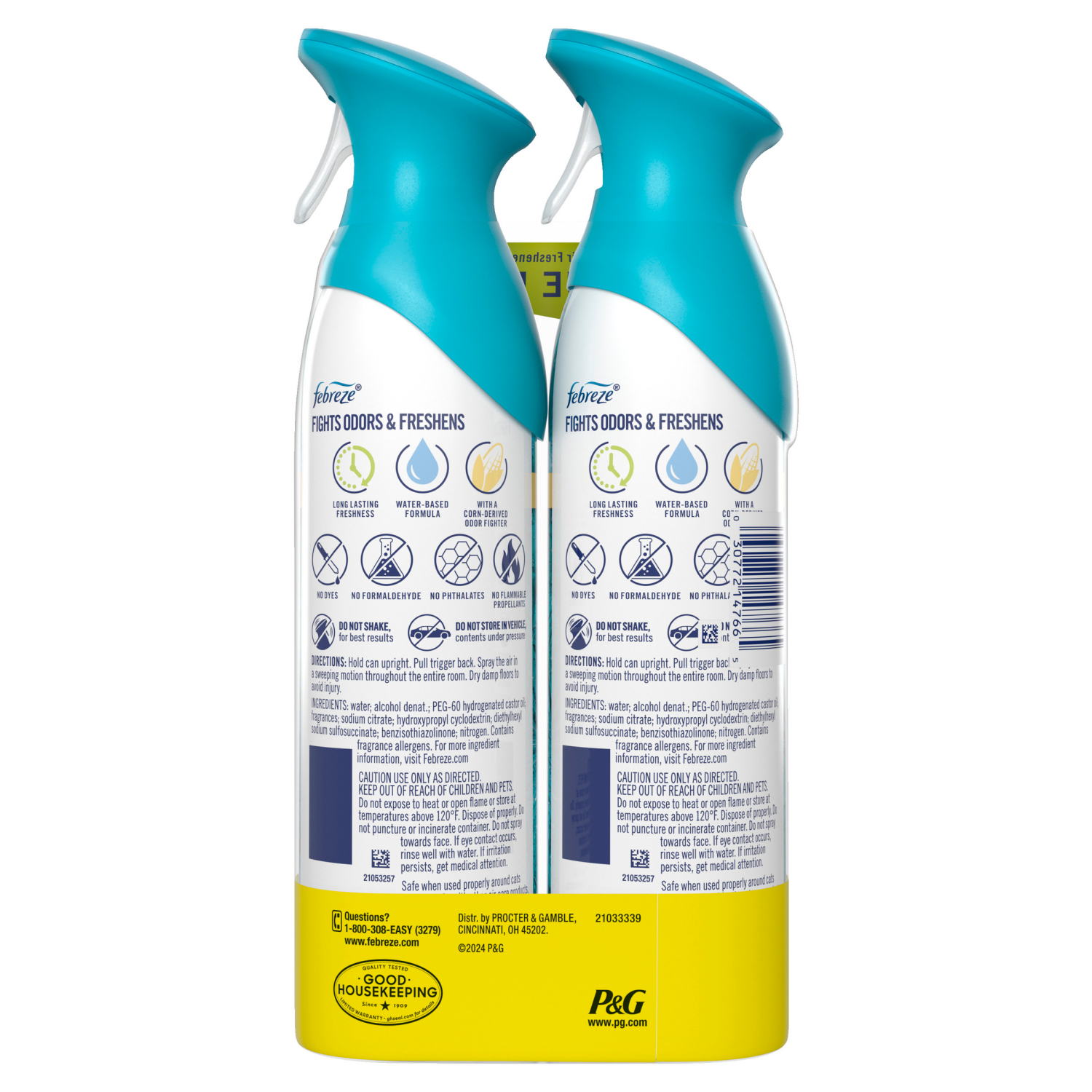 slide 3 of 8, Febreze Air Mist, Odor-Fighting Air Freshener, Rainforest, 8.8oz Aerosol, Pack of 2, 8.8 oz