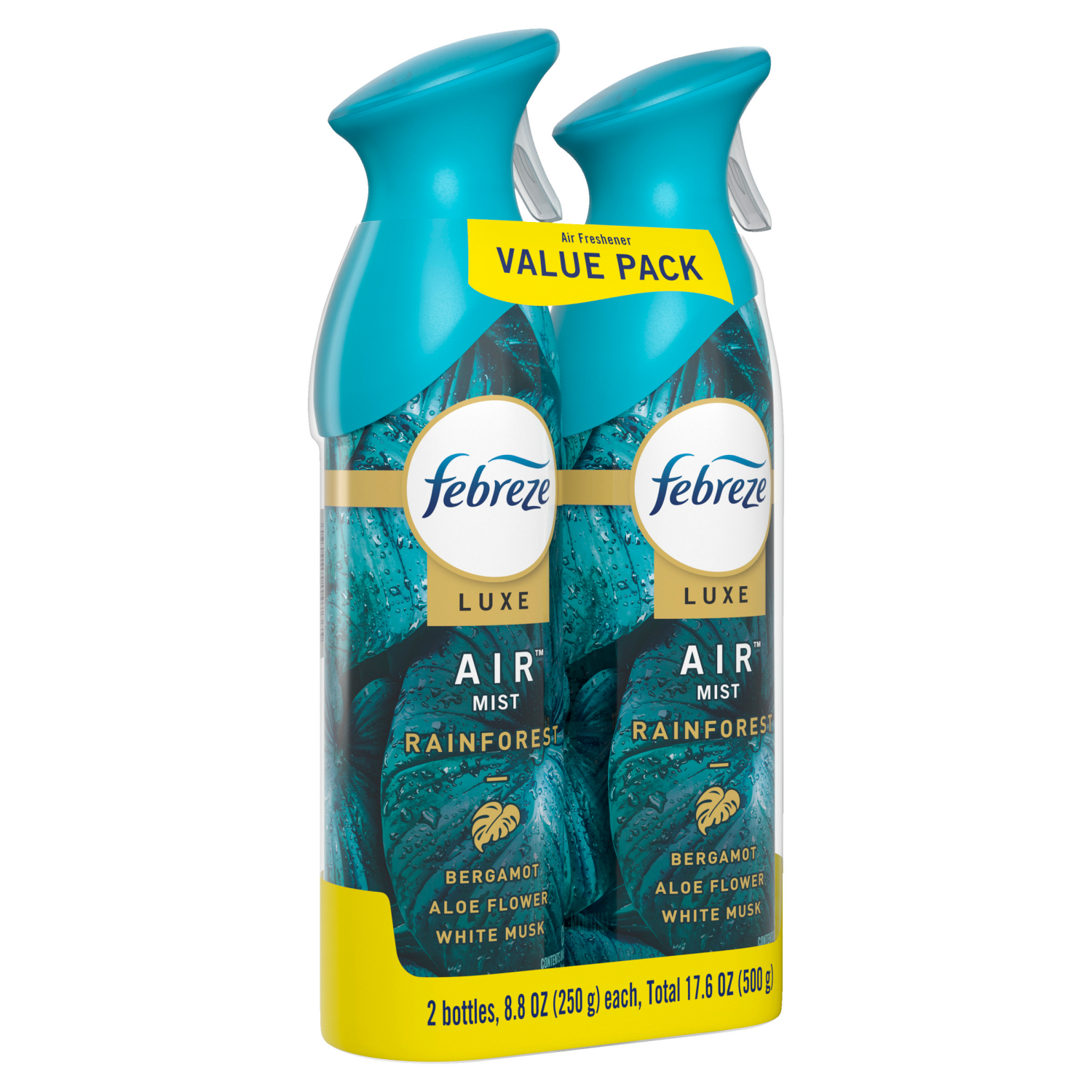 slide 5 of 8, Febreze Air Mist, Odor-Fighting Air Freshener, Rainforest, 8.8oz Aerosol, Pack of 2, 8.8 oz