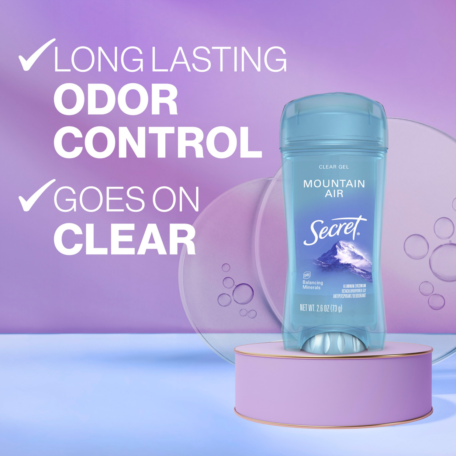 slide 6 of 8, Secret Fresh Clear Gel Antiperspirant & Deodorant for Women, Mountain Air, 2.6oz, 2.6 oz