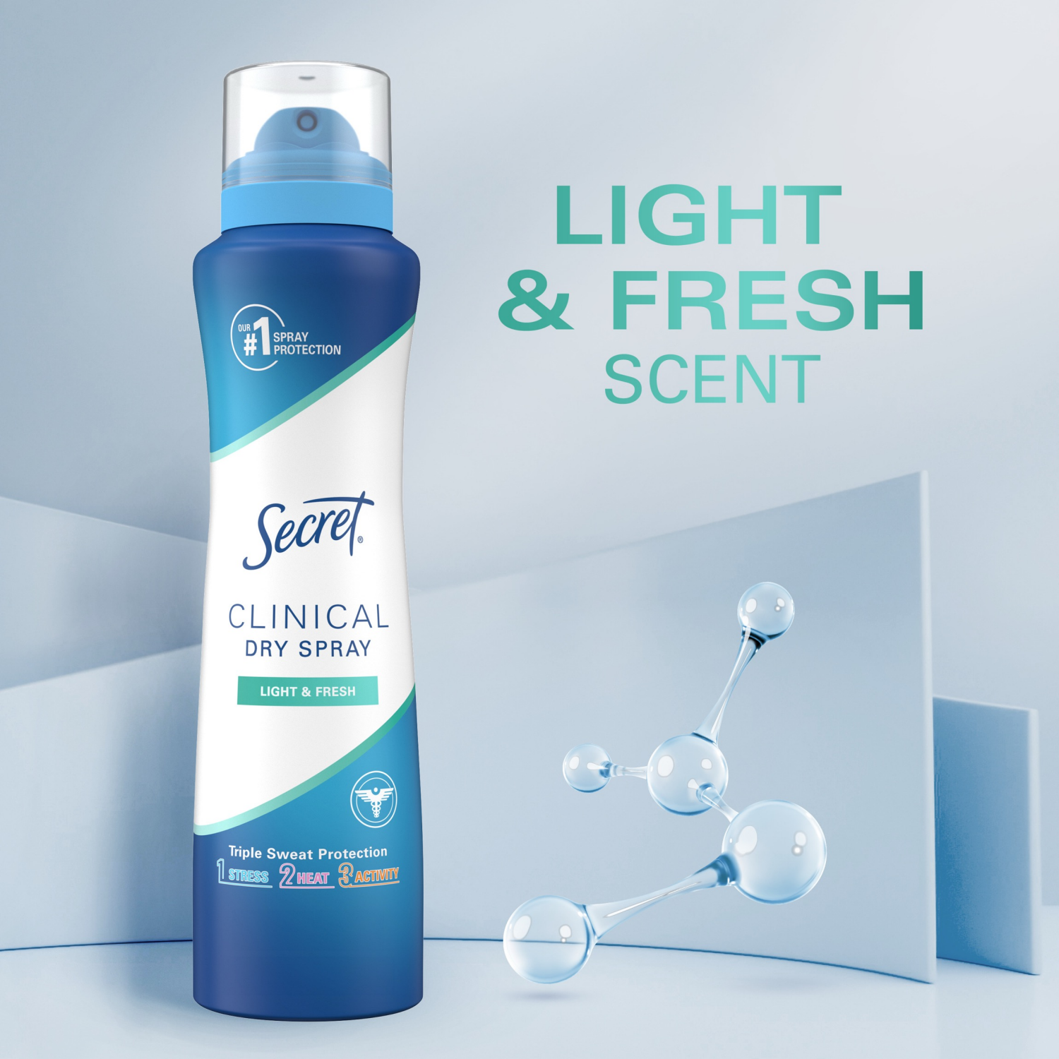 slide 2 of 8, Secret Clinical Strength Dry Spray Antiperspirant & Deodorant for Women, Light & Fresh Scent, 3.8oz, 3.8 oz