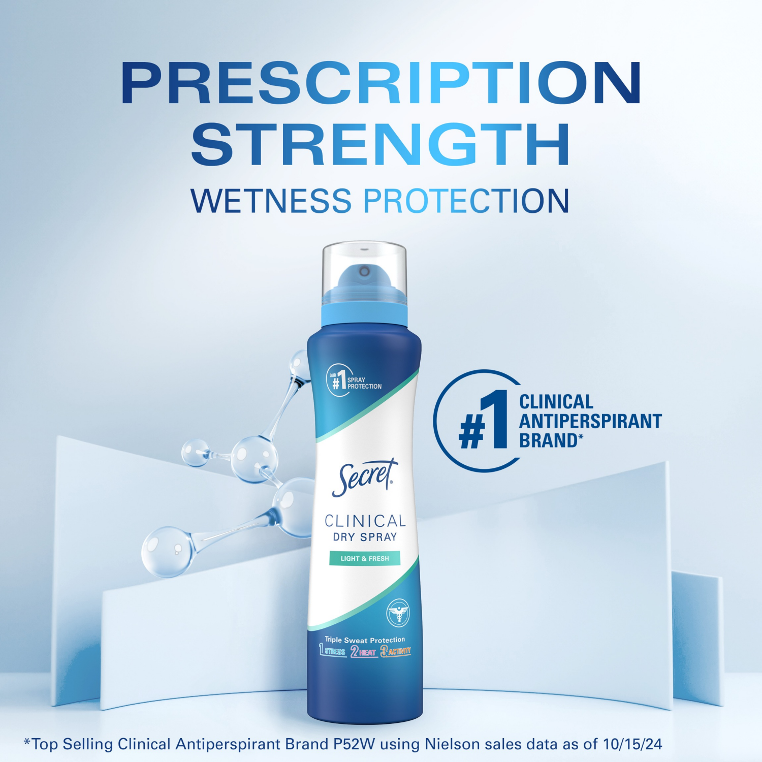 slide 6 of 8, Secret Clinical Strength Dry Spray Antiperspirant & Deodorant for Women, Light & Fresh Scent, 3.8oz, 3.8 oz