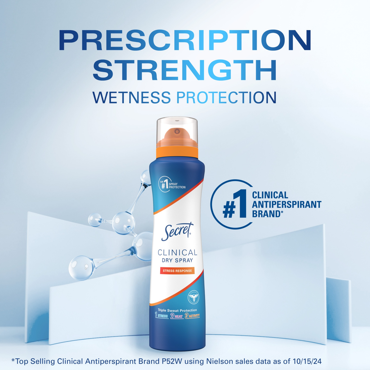 slide 6 of 8, Secret Clinical Strength Dry Spray Antiperspirant & Deodorant for Women, Stress Response Scent, 3.8oz, 3.8 oz