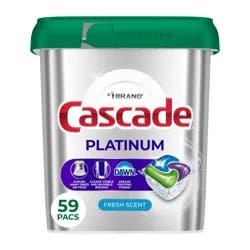 Cascade Platinum Dishwasher Pods, Dishwasher Detergent, Dish Detergent Soap, Fresh, 59 Count
