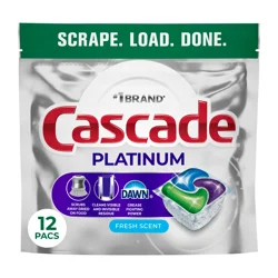Cascade Platinum Dishwasher Pods, Dishwasher Detergent, Dish Detergent Soap, Fresh, 12 count