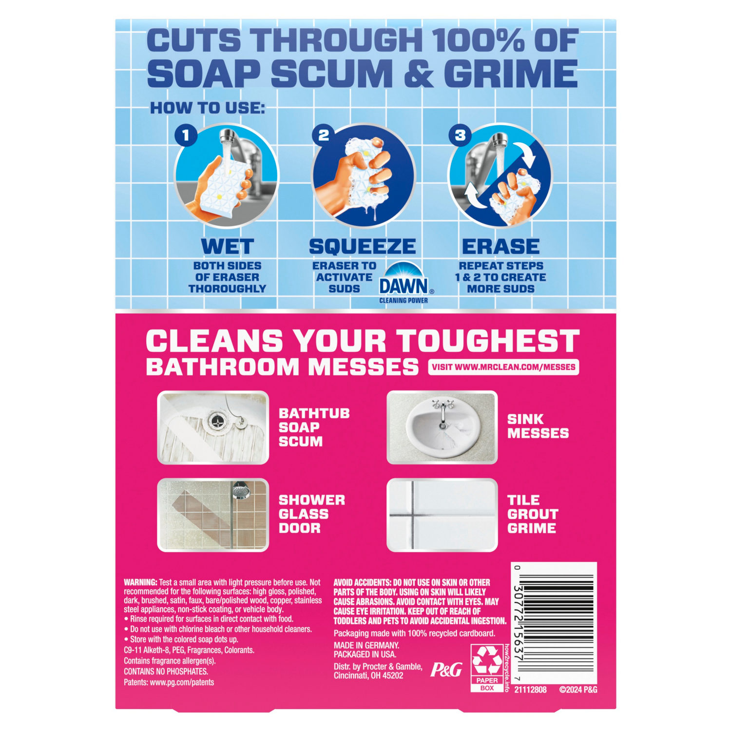 slide 3 of 8, Mr. Clean Magic Eraser Sponge, Bathroom Cleaner, Soap Scum Shower & Tub Cleaner, 2 in 1 Bath, 5ct, 5 ct