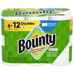 Bounty Paper Towels Select-A-Size White, 6 Double Rolls, 82 Sheets Per Roll