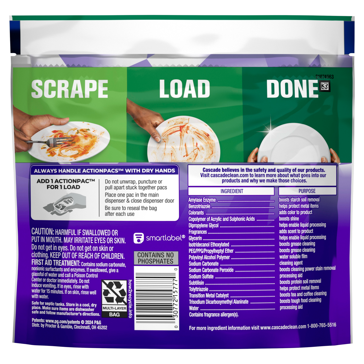 slide 3 of 8, Cascade Action Pacs Platinum Plus Fresh Scent Dishwashing Tabs 9 Count, 9 ct