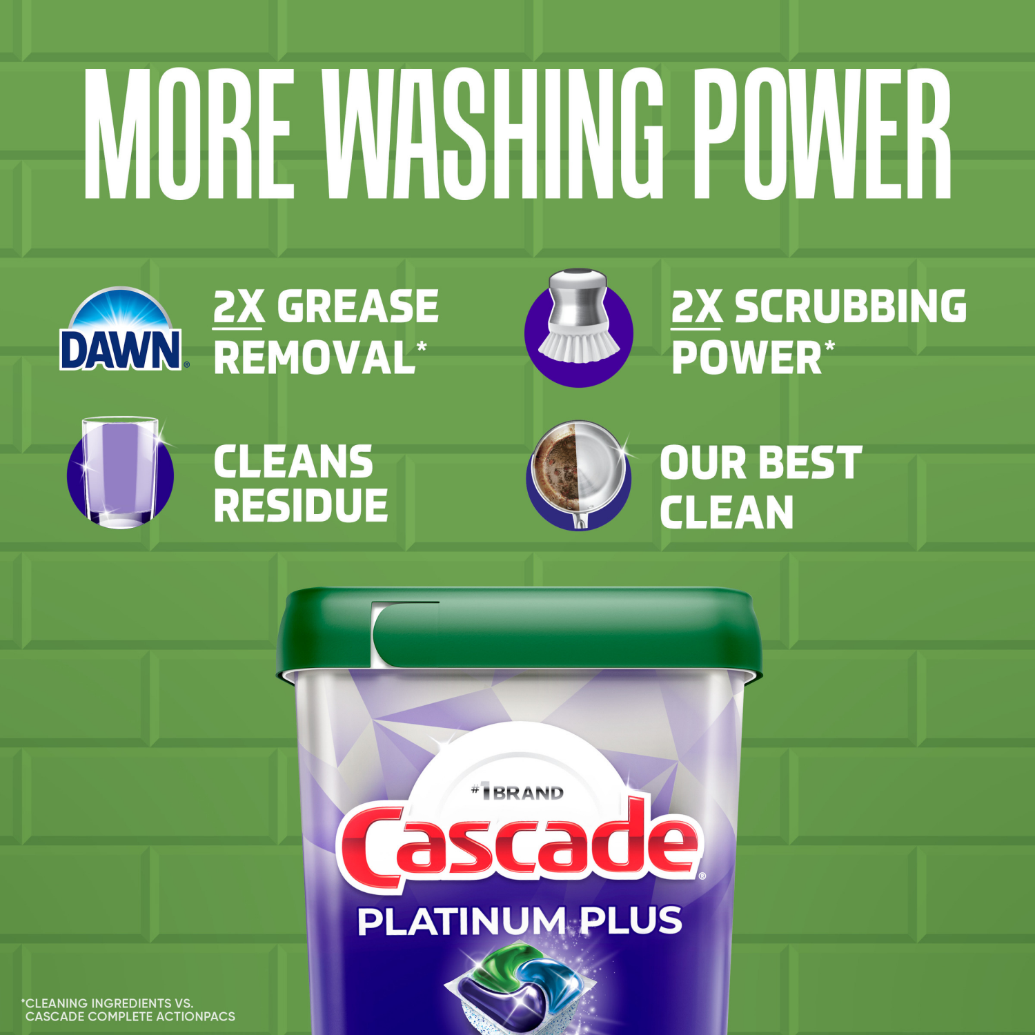 slide 7 of 8, Cascade Platinum Plus Dishwasher Pods, Dishwasher Detergent, Dish Detergent Soap, Lemon, 26 Count, 26 ct