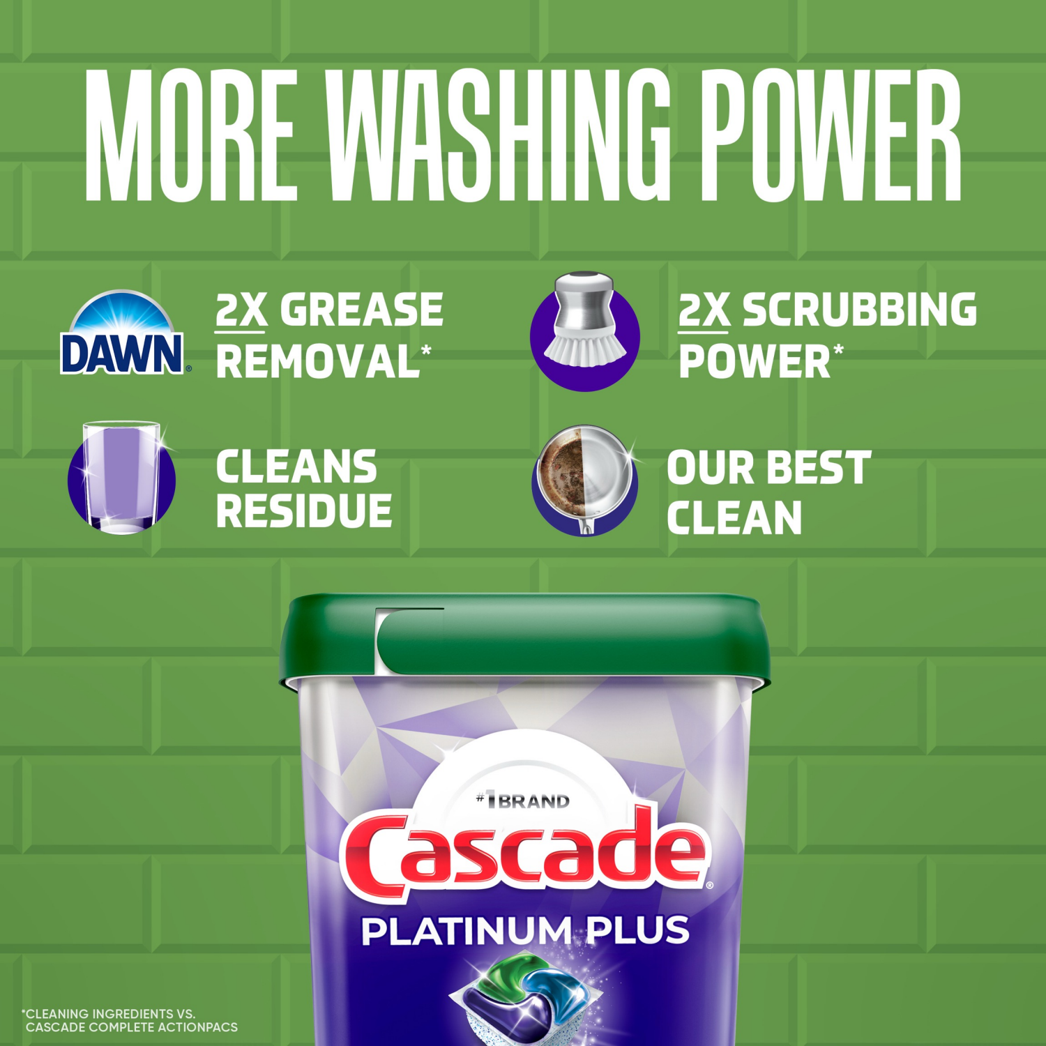 slide 7 of 8, Cascade Platinum Plus Dishwasher Pods, Dishwasher Detergent, Dish Detergent Soap, Lemon, 9 Count, 9 ct