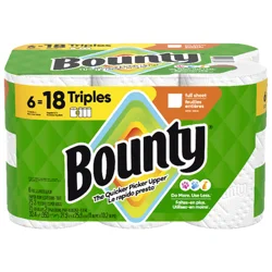 Bounty Full Sheet White 2-Ply Triple Rolls Paper Towels 6 Rolls