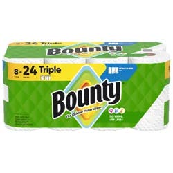 Bounty Paper Towels Select-A-Size White, 8 Triple Rolls, 123 Sheets Per Roll