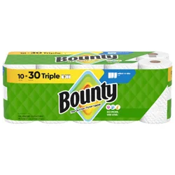 Bounty Paper Towels Select-A-Size White, 10 Triple Rolls, 123 Sheets Per Roll