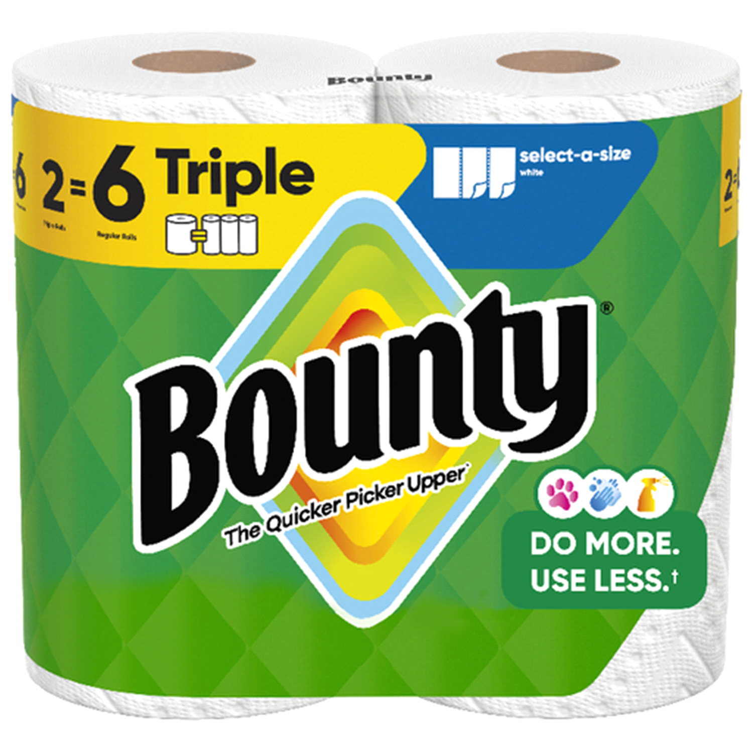 slide 1 of 5, Bounty Paper Towels Select-A-Size White, 2 Triple Rolls, 123 Sheets Per Roll, 2 ct