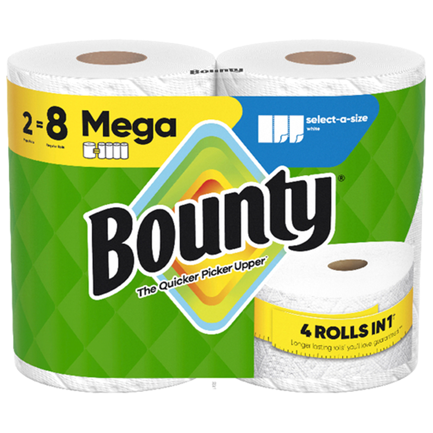 slide 1 of 8, Bounty Paper Towels Select-A-Size White, 2 Mega Rolls, 164 Sheets Per Roll, 2 ct