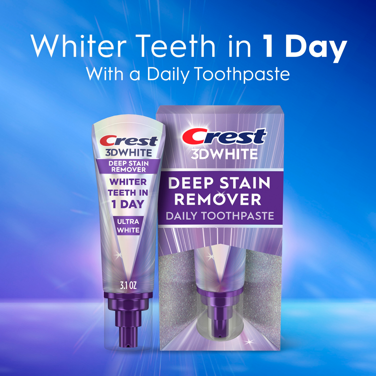 slide 4 of 5, Crest 3D White Brilliance Deep Stain Remover Daily Toothpaste, Ultra White, 3.1 Oz, 3.1 oz