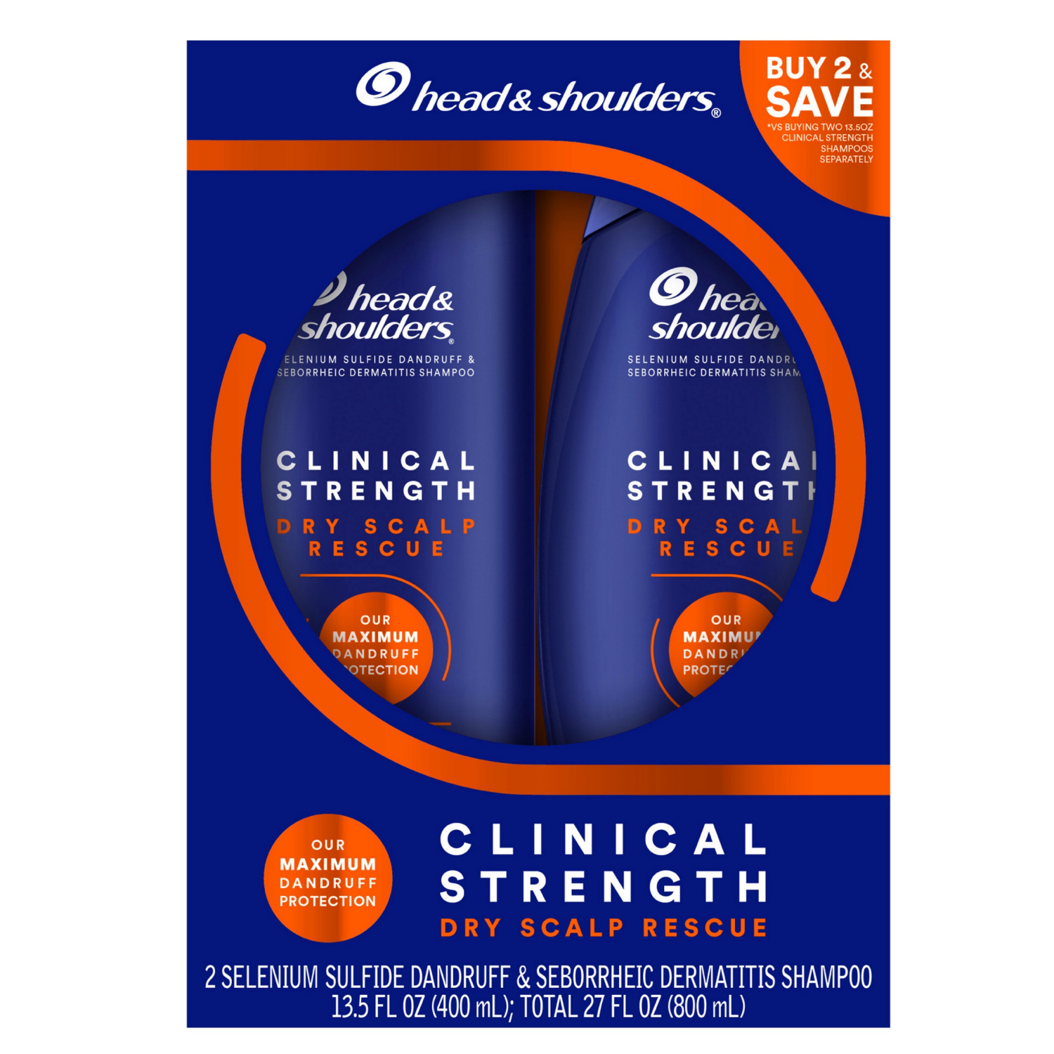 slide 3 of 8, Head & Shoulders Clinical Strength Dry Scalp Rescue Shampoo 13.5oz Twin Pack, for Stubborn Dandruff, 13.5 oz