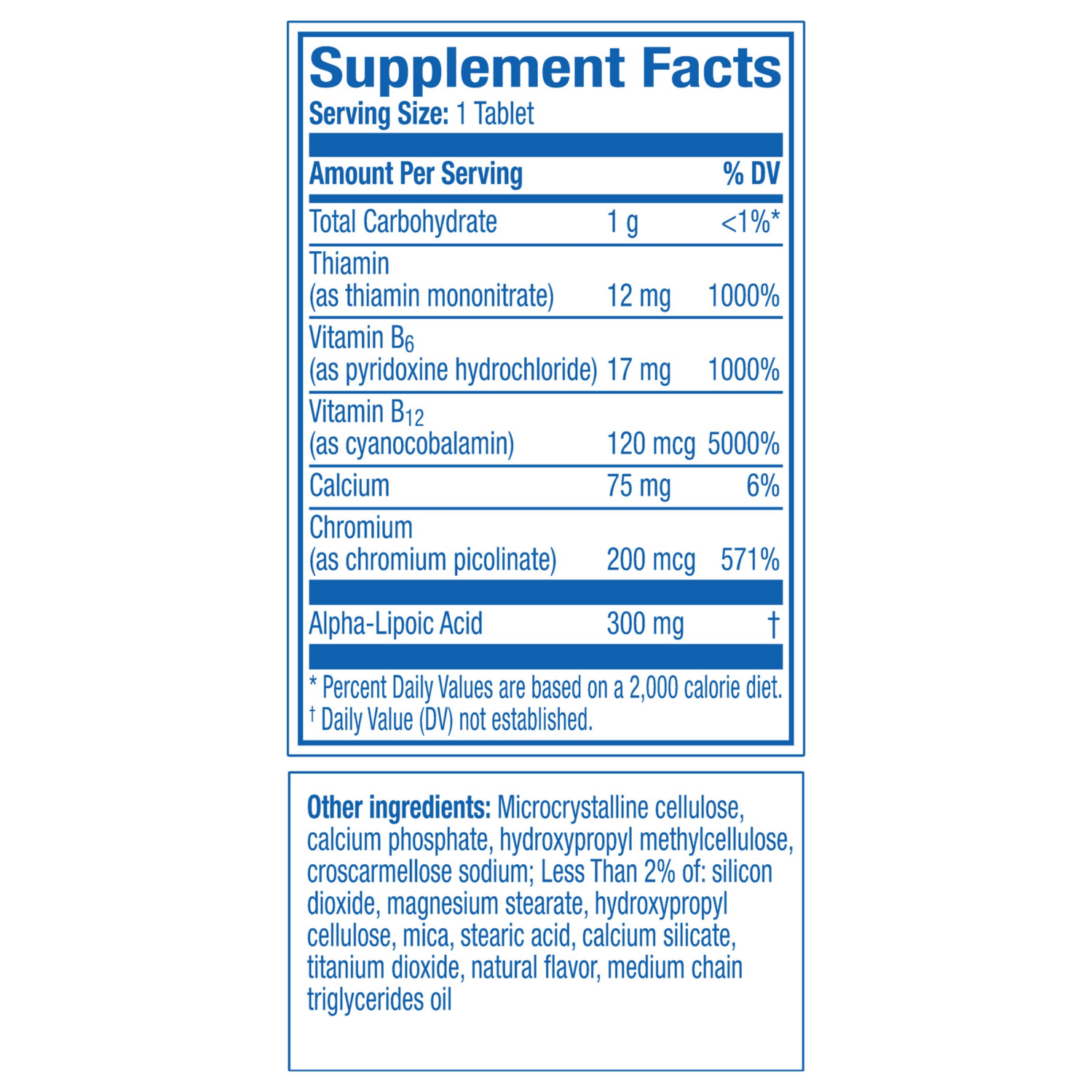 slide 2 of 6, Nervive Nerve Health Glucose Support Tablets, Alpha Lipoic Acid, Chromium Picolinate, Vitamin B12, B6, B1, 30 Tablets, 30 ct