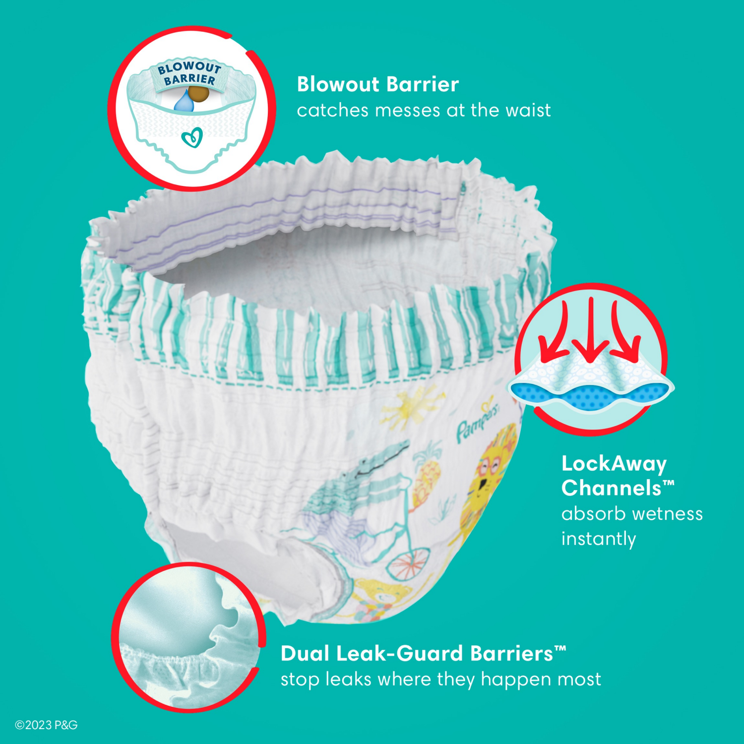 slide 5 of 8, Pampers Cruisers 360 Pull-On Diapers, Size 7 (41+ lbs), 17 Count, Babyproof up to 100% leakproof diaper, 17 ct