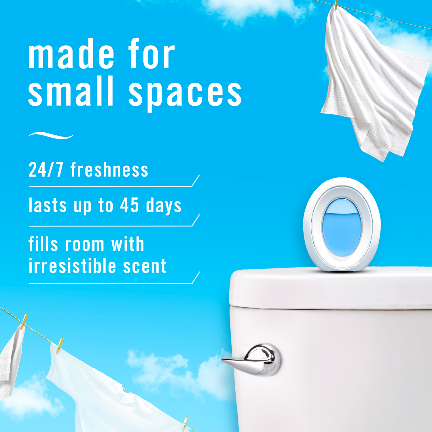 slide 6 of 8, Febreze Bathroom Air Freshener, Odor-Fighting, Downy April Fresh Scent, 2 Count, 2 ct