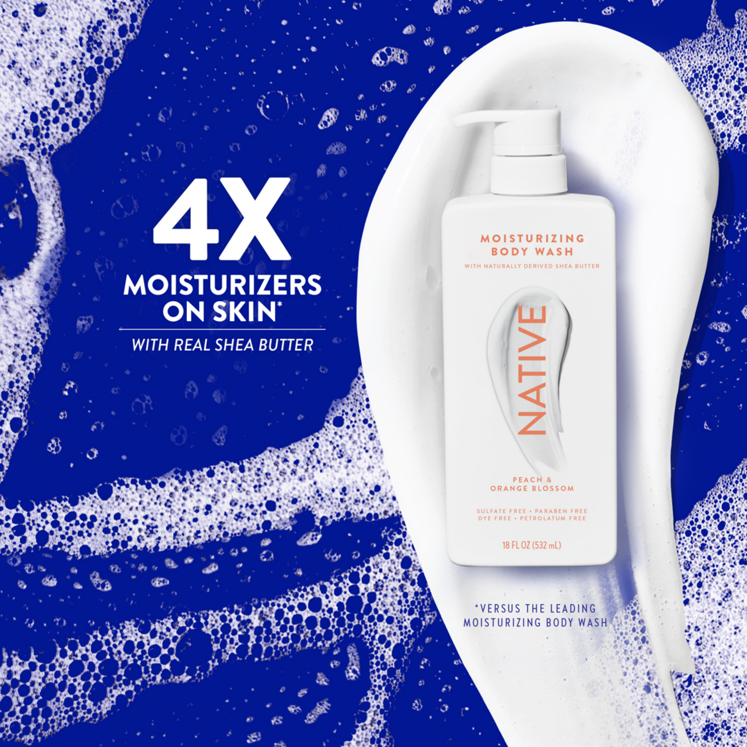 slide 2 of 8, NATIVE Peach & Orange Blossom Moisturizing Body Wash 18oz, 18 fl oz