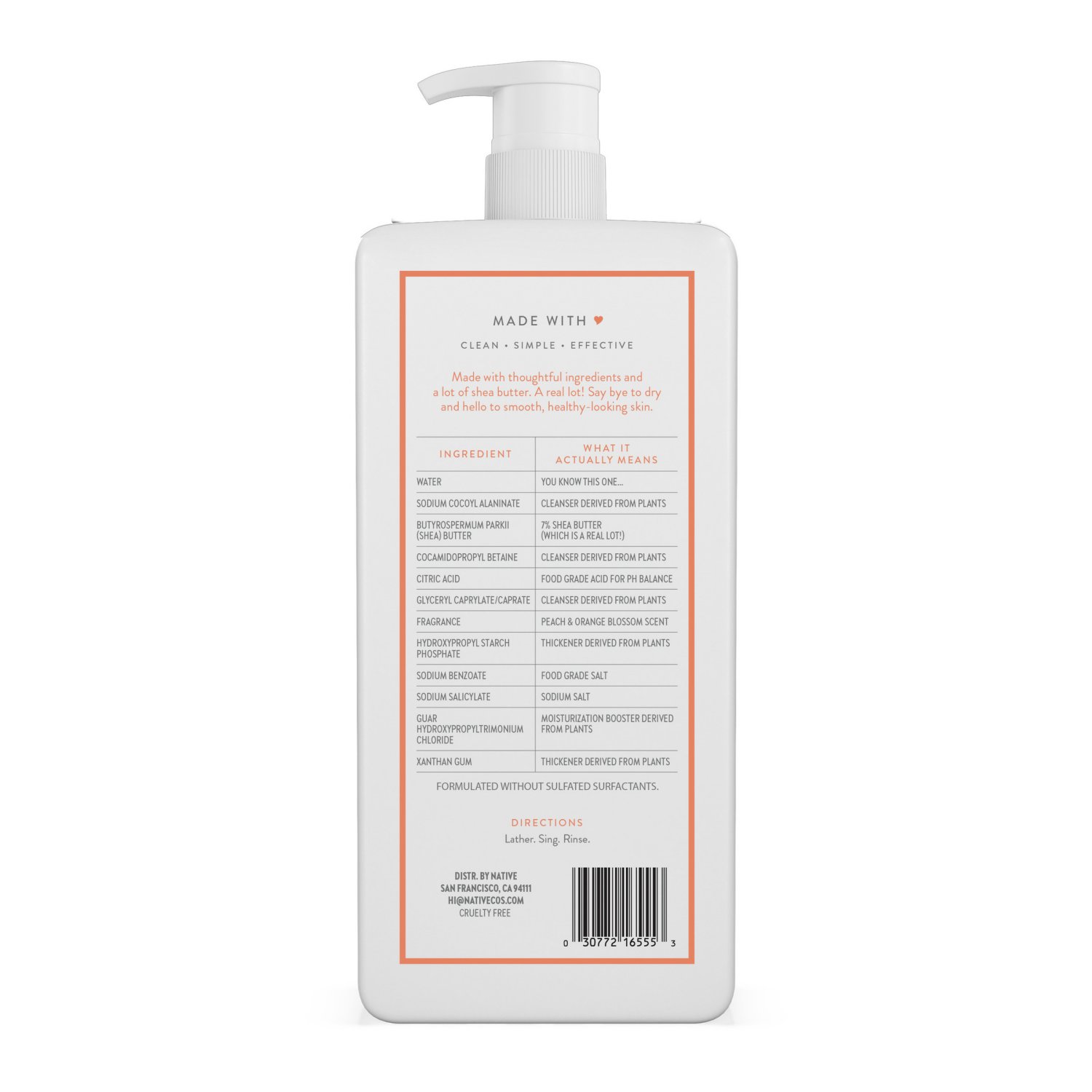 slide 3 of 8, NATIVE Peach & Orange Blossom Moisturizing Body Wash 18oz, 18 fl oz