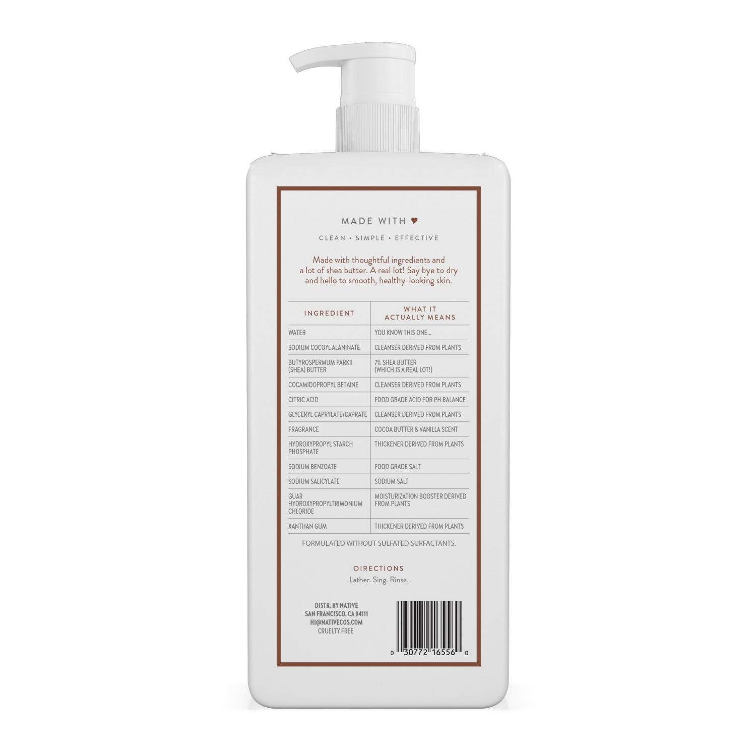 slide 3 of 8, NATIVE Cocoa Butter & Vanilla Moisturizing Body Wash 18oz, 18 fl oz