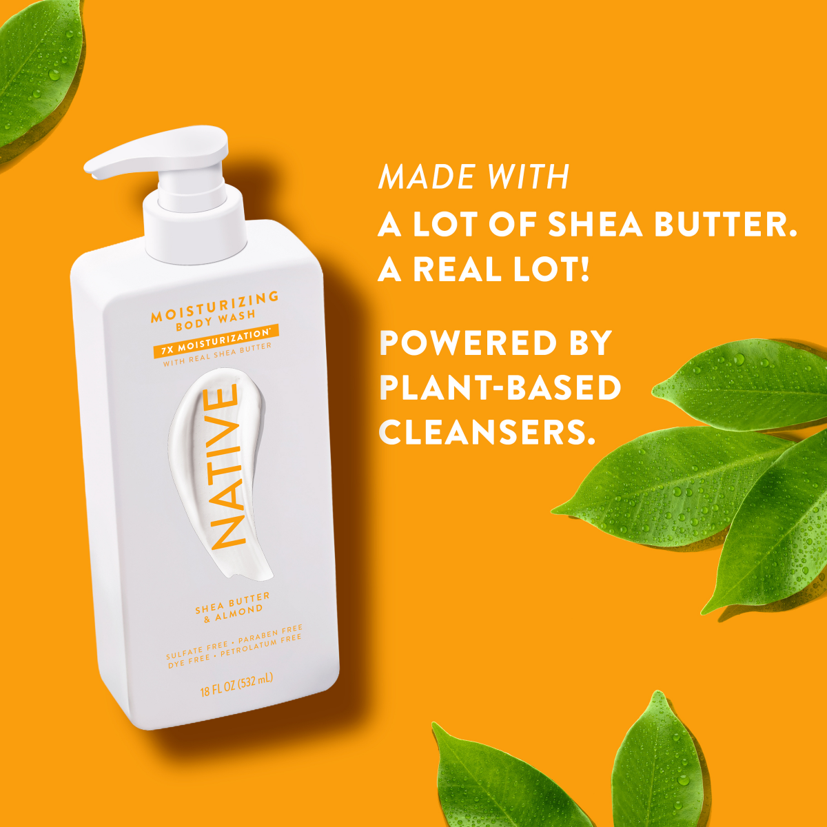 slide 4 of 8, Native Shea Butter & Almond Moisturizing Body Wash 18 oz, 18 fl oz