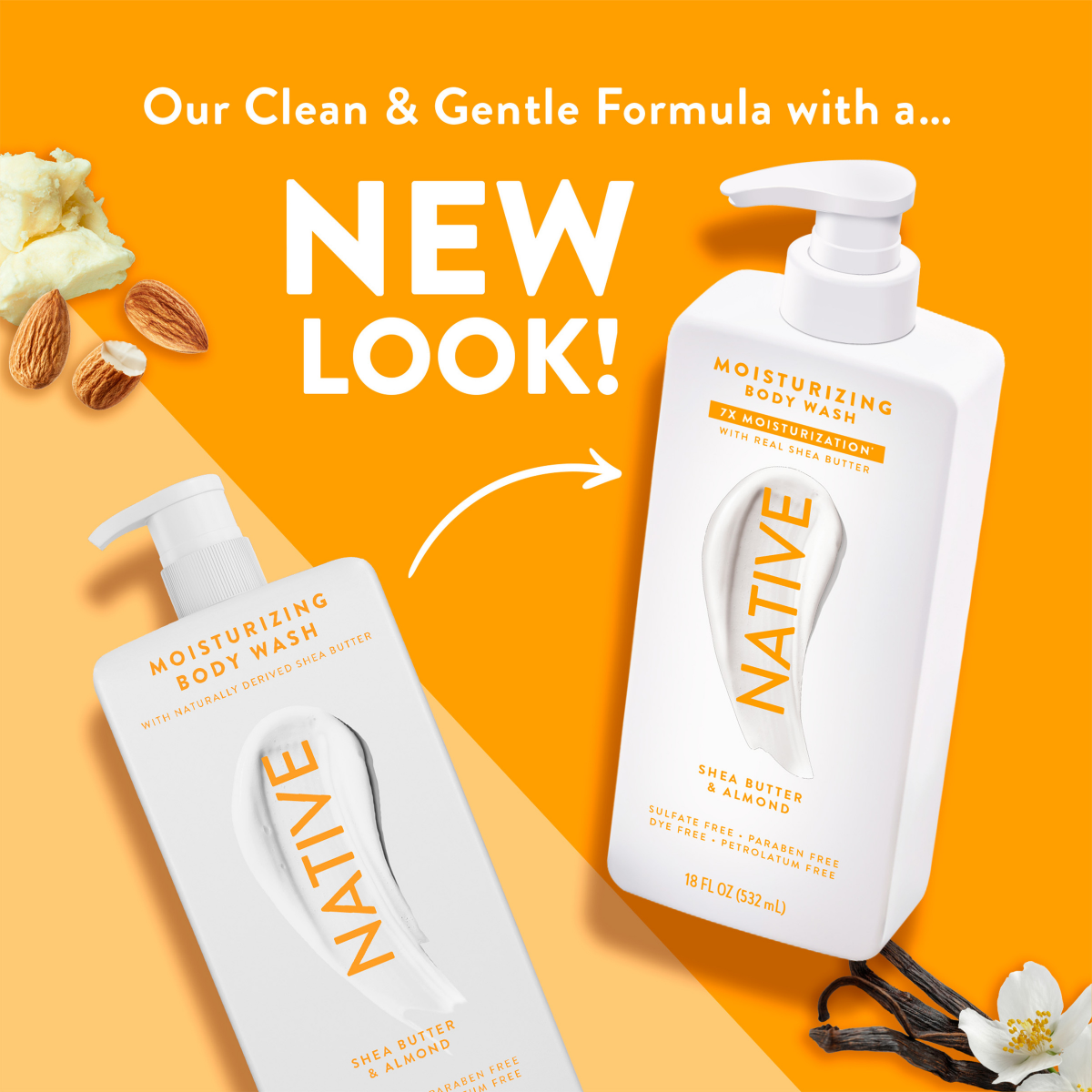 slide 5 of 8, Native Shea Butter & Almond Moisturizing Body Wash 18 oz, 18 fl oz