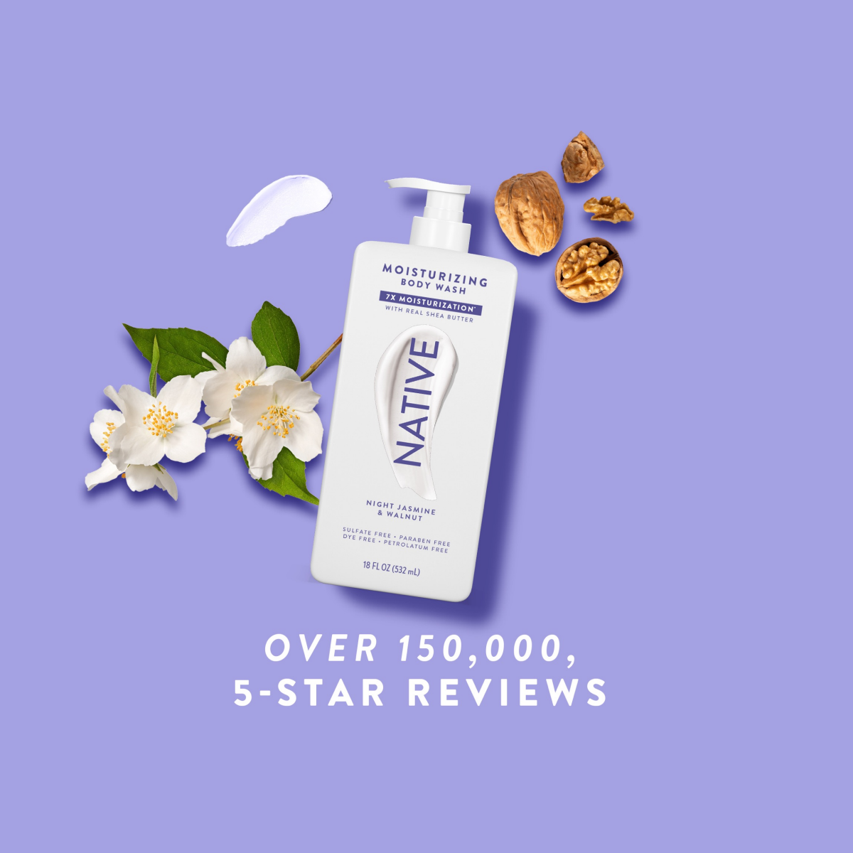 slide 6 of 8, NATIVE Night Jasmine & Walnut Moisturizing Body Wash 18oz, 18 fl oz