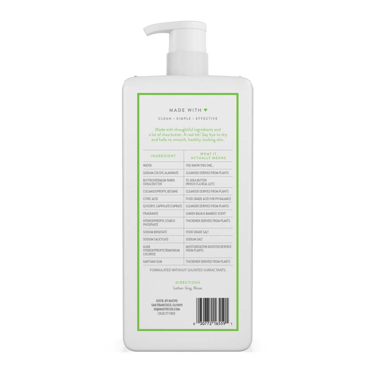 slide 6 of 8, NATIVE Lemon Balm & Bamboo Moisturizing Body Wash 18oz, 18 fl oz