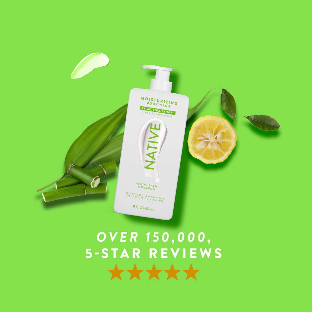 slide 7 of 8, NATIVE Lemon Balm & Bamboo Moisturizing Body Wash 18oz, 18 fl oz