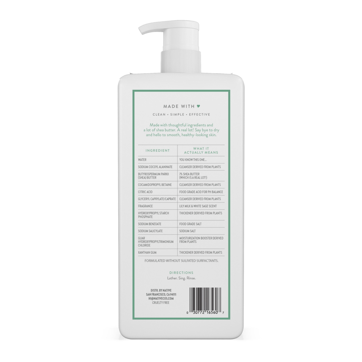 slide 6 of 8, Native Lily Milk & Sage Moisturizing Body Wash, 18 oz