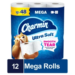 Charmin Toilet Paper Ultra Soft, 12 Mega Rolls, 2-ply Bath Tissue