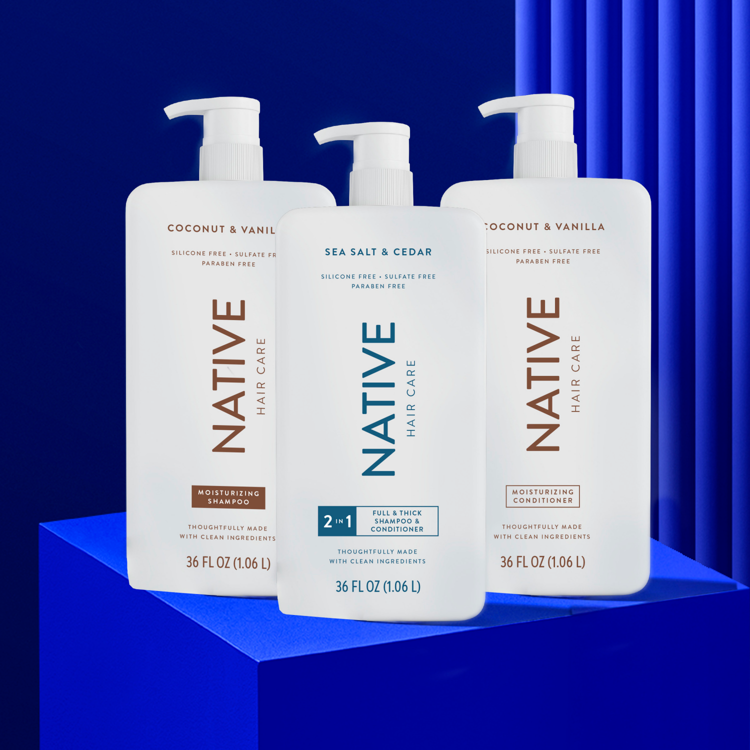 slide 4 of 4, Native 2 In 1 Full & Thick Shampoo & Conditioner - Sea Salt & Cedar, 36 oz