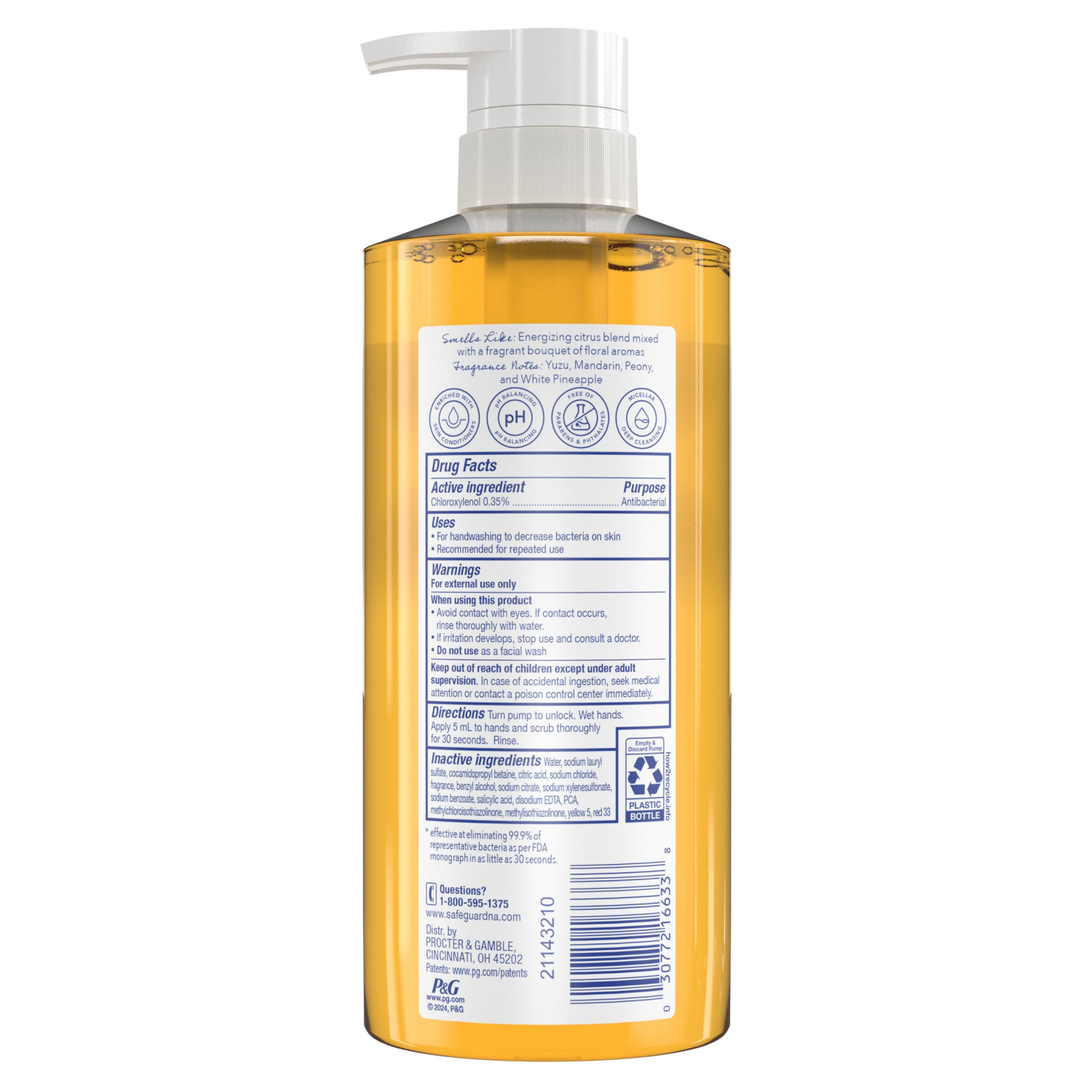 slide 3 of 8, Safeguard Antibacterial Hand Wash Sparkling Citrus Scent, 15.5oz, 15.5 oz