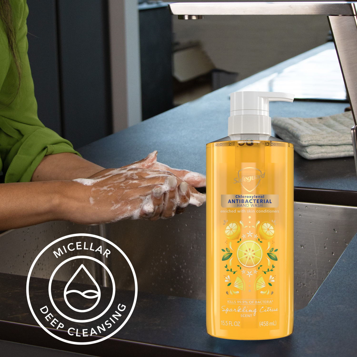 slide 7 of 8, Safeguard Antibacterial Hand Wash Sparkling Citrus Scent, 15.5oz, 15.5 oz