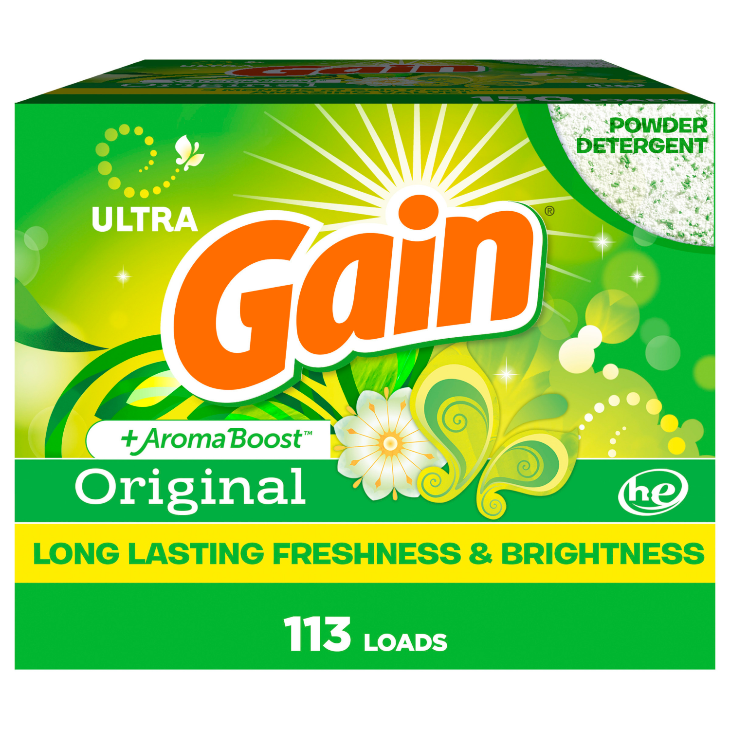 slide 1 of 5, Gain Powder Laundry Detergent, Original Scent, 113 Loads, 104 OZ, 104 oz