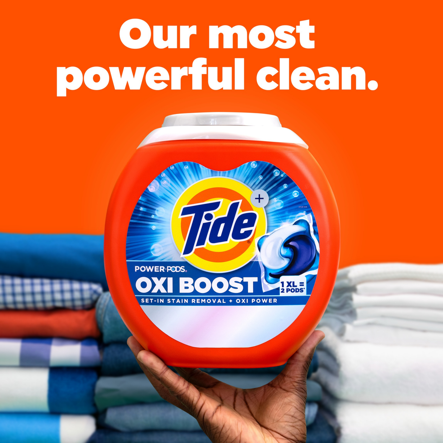 slide 5 of 8, Tide Oxi Boost Power PODS Laundry Detergent Pacs, 18 Count, Set-In Stain Removal + Oxi Power, laundry soap detergent pacs, 18 ct