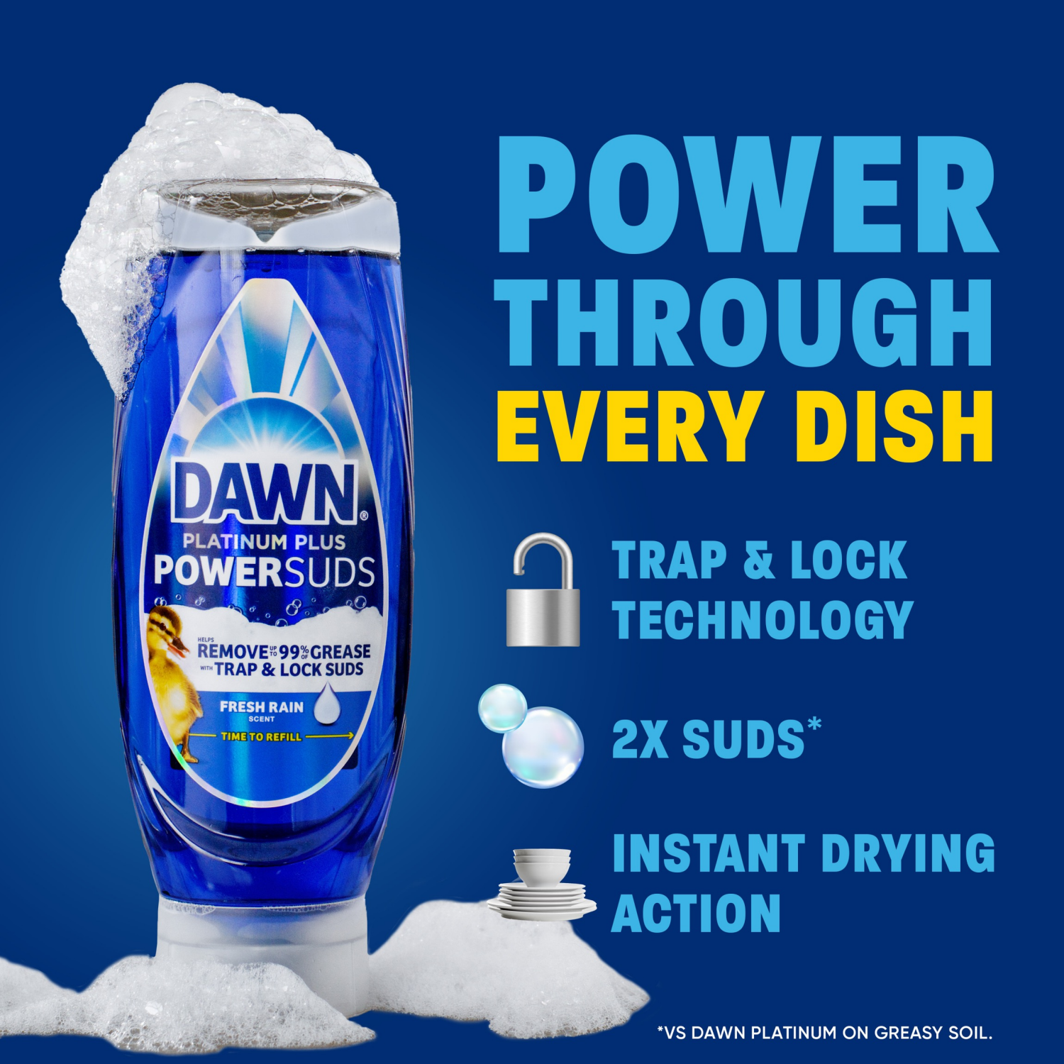 slide 7 of 8, Dawn Platinum Plus PowerSuds Liquid Dish Soap, 38 oz. Bottle, 38 fl oz
