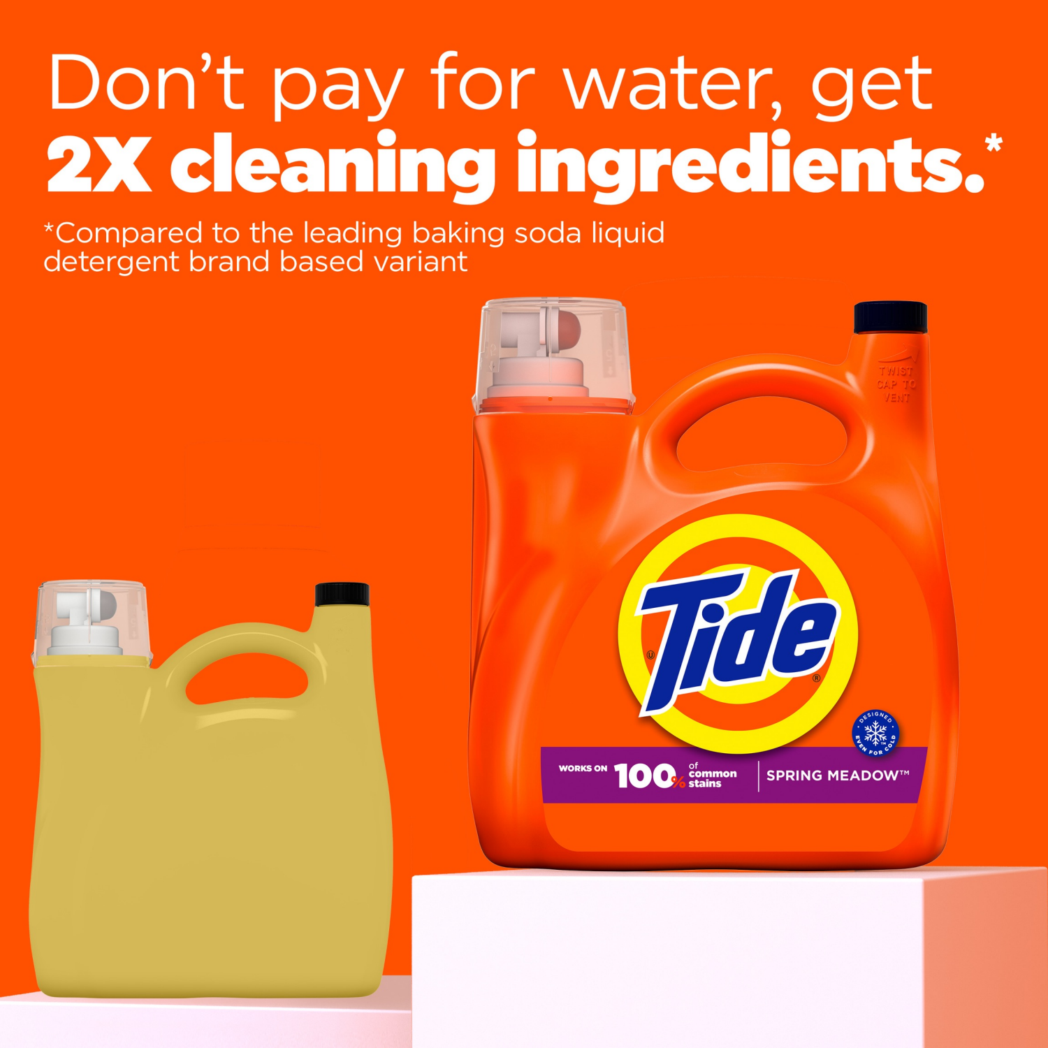 slide 5 of 8, Tide Laundry Detergent Liquid, Spring Meadow Scent, 100 Loads, 132 FL OZ, Works on 100% of Common Stains, Laundry Soap, Liquid Laundry Detergent, 132 fl oz